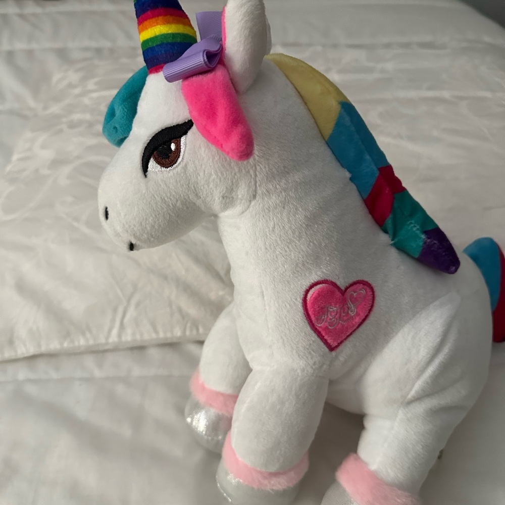 JoJo Siwa Pink and White Stuffed Unicorn Toy